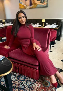 Bianca & Bridgett Layla Midi Dress Bordeaux Size AU 8 for rent on The Volte - image 3