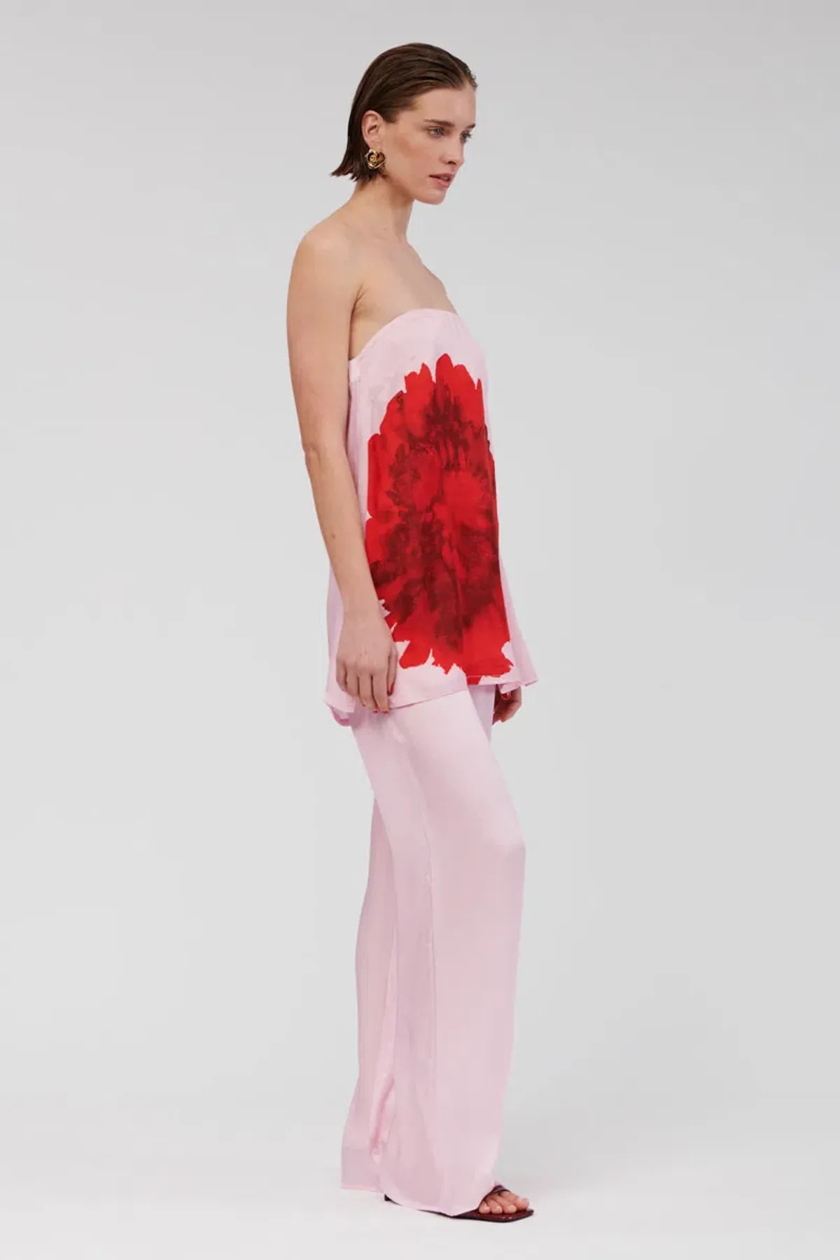 Suboo Emilia Bustier Tunic and Elastic Waist Slim Pants Set Pink Floral Size L / AU 12 - Image 4