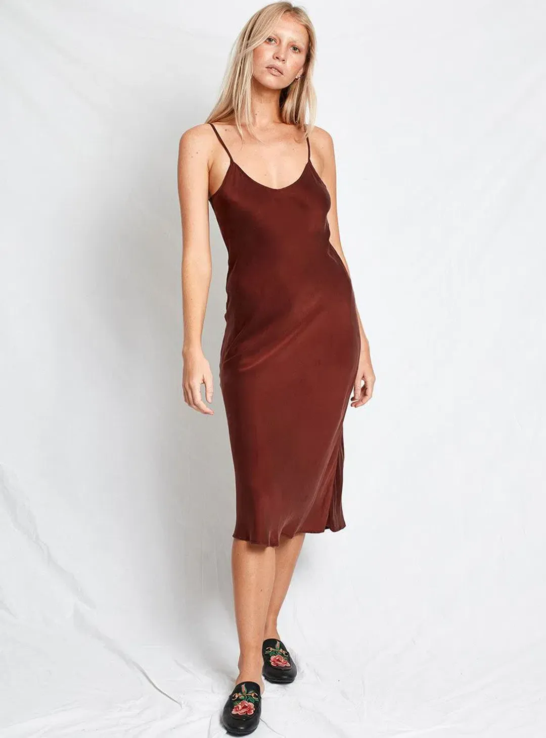 Silk Laundry 90s Slip Dress in Burgundy Size Large / AU 12 for rent on The Volte - main image