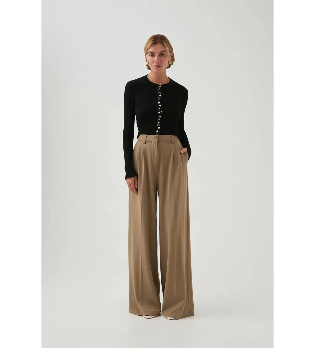 Aje Alchemy Knit Cardigan Black/Ivory Logo Size S/AU 8 for rent on The Volte - main image