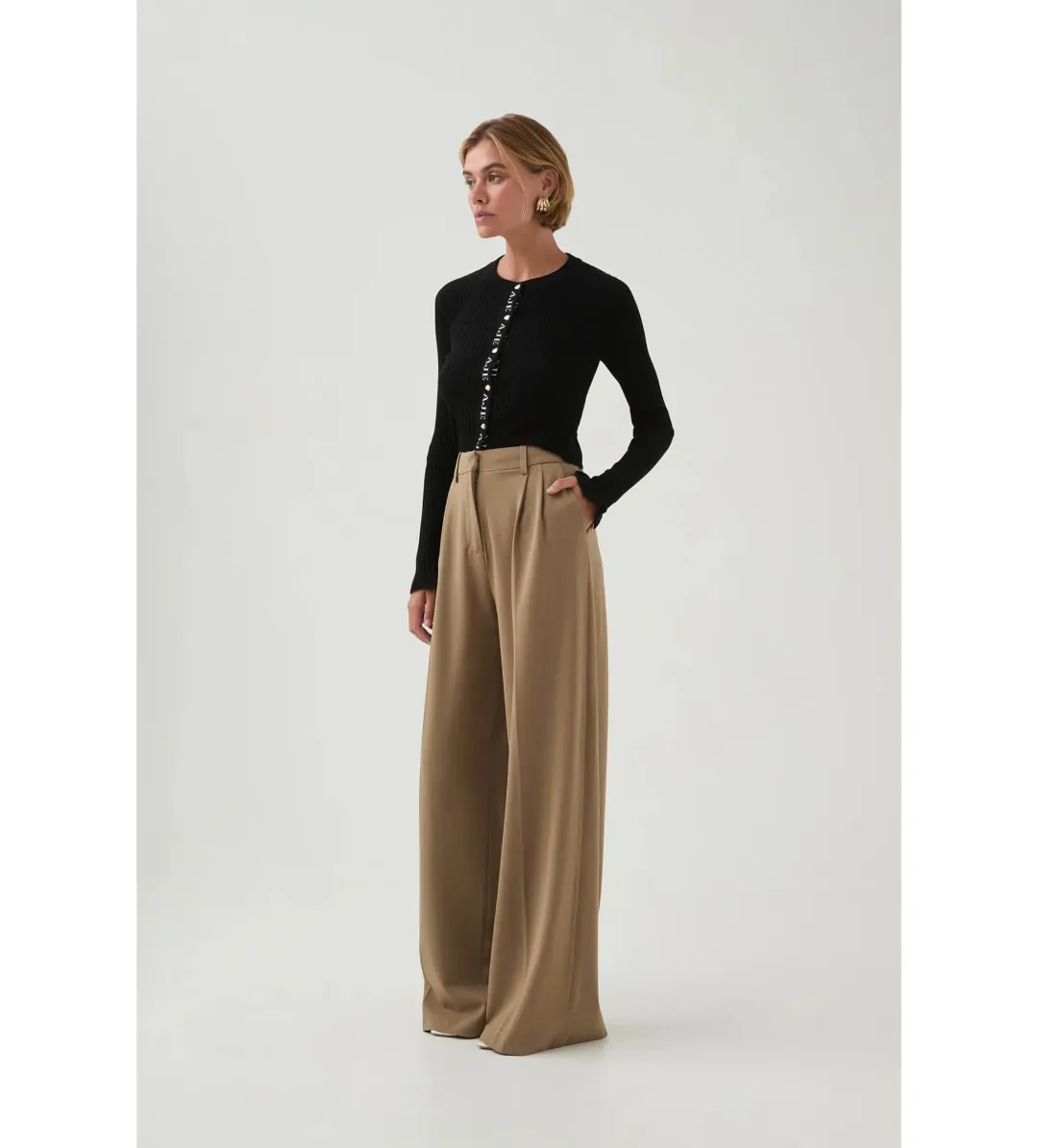 Aje Alchemy Knit Cardigan Black/Ivory Logo Size S/AU 8 for rent on The Volte - main image