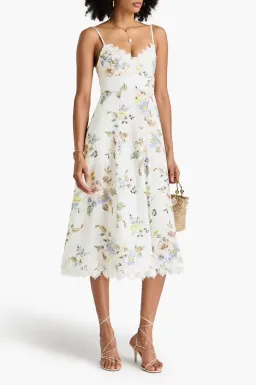 Zimmermann Lace Trim White Floral Midi Size 1 / AU 10 for rent on The Volte - image 1