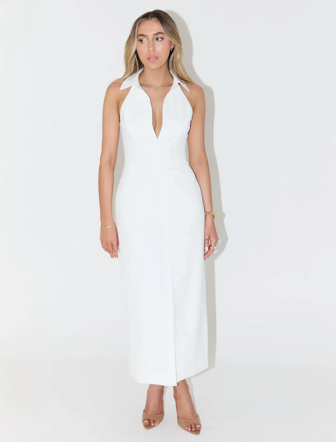 Odd Muse The Ultimate Muse Collar Maxi Dress in White Size XXS / AU 4 for rent on The Volte - main image