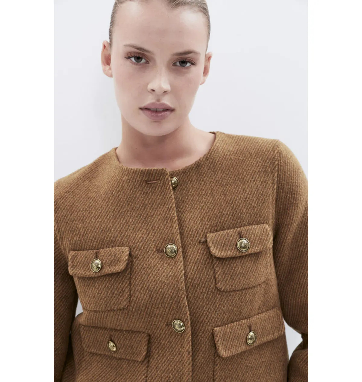 Unison Cropped Jacket Camel Size AU 8 - Image 4