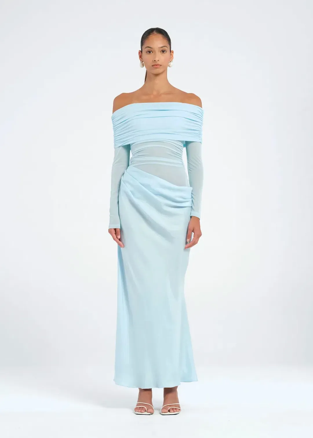 Benni Yasmin Off-Shoulder Maxi Dress Blue Size 8 / AU 8 for rent on The Volte - main image
