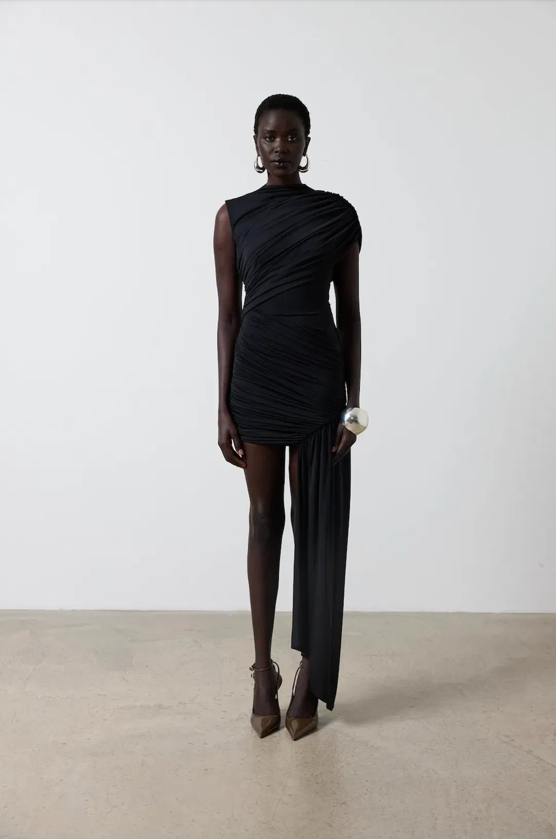 De La Vali Ravenna Spandex Jersey Mini Dress Black Size UK / AU 6-8 for rent on The Volte - main image