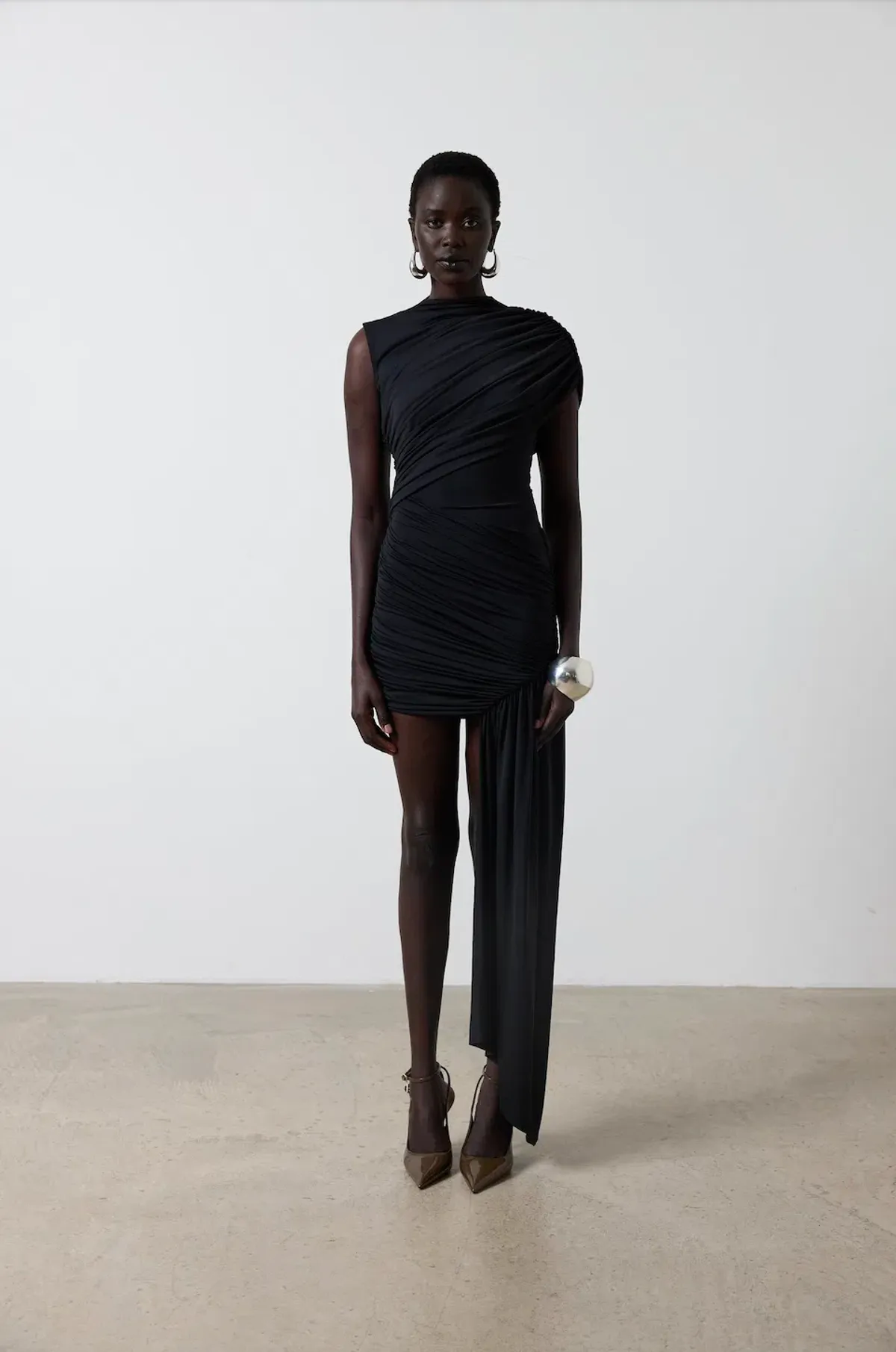 De La Vali Ravenna Spandex Jersey Mini Dress Black Size UK / AU 6-8 for rent on The Volte - main image