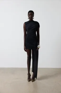 De La Vali Ravenna Spandex Jersey Mini Dress Black Size UK / AU 6-8 for rent on The Volte - image 1