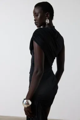 De La Vali Ravenna Spandex Jersey Mini Dress Black Size UK / AU 6-8 for rent on The Volte - image 5