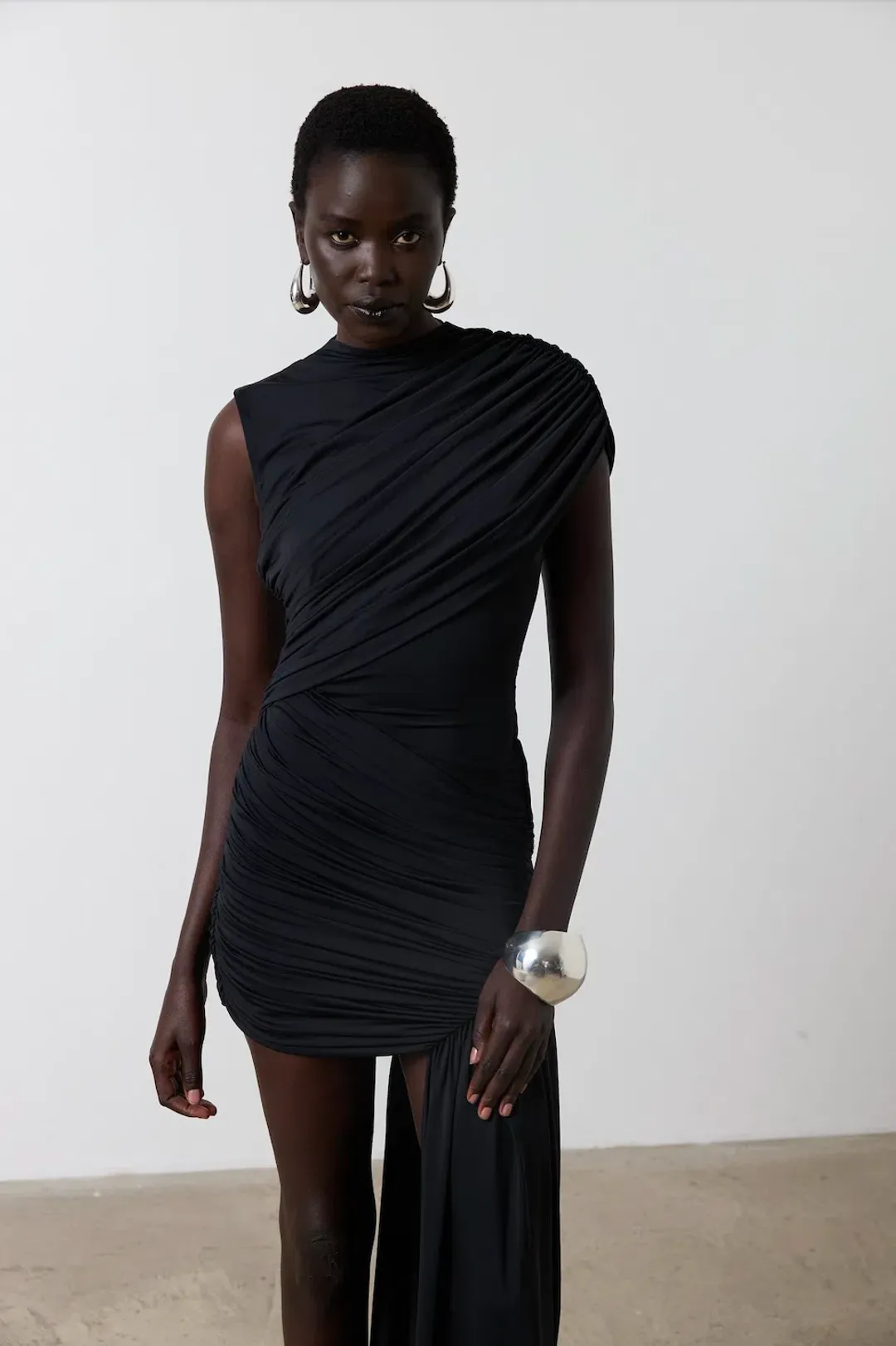 De La Vali Ravenna Spandex Jersey Mini Dress Black Size UK / AU 6-8 for rent on The Volte - main image