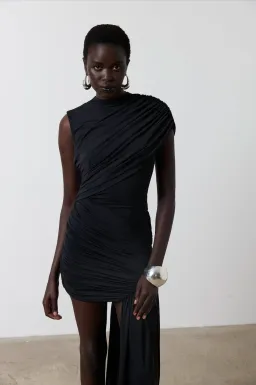 De La Vali Ravenna Spandex Jersey Mini Dress Black Size UK / AU 6-8 for rent on The Volte - image 4