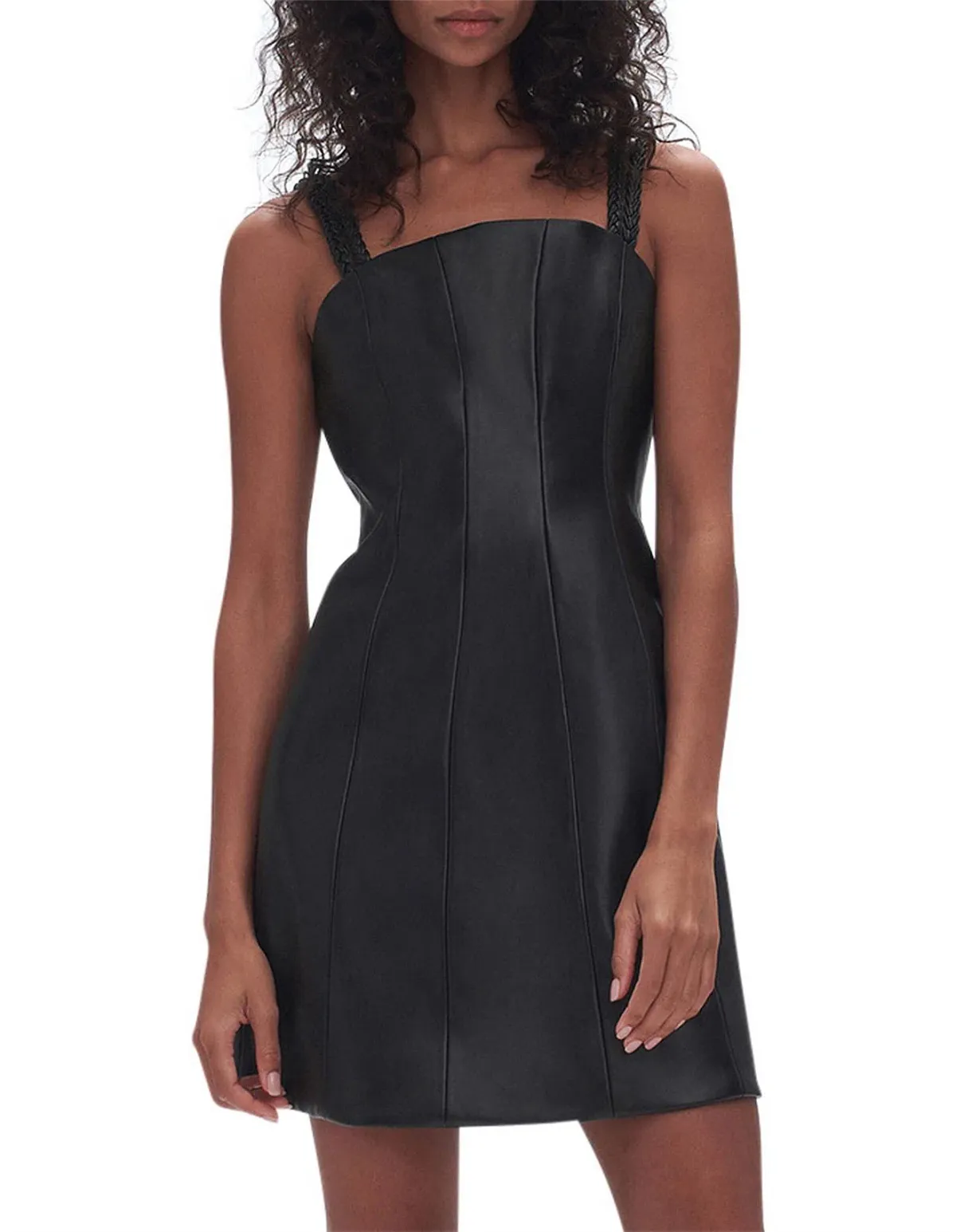 NEW Aje Osa Mini Vegan Leather Mini Dress Black Size 4 - Image 1