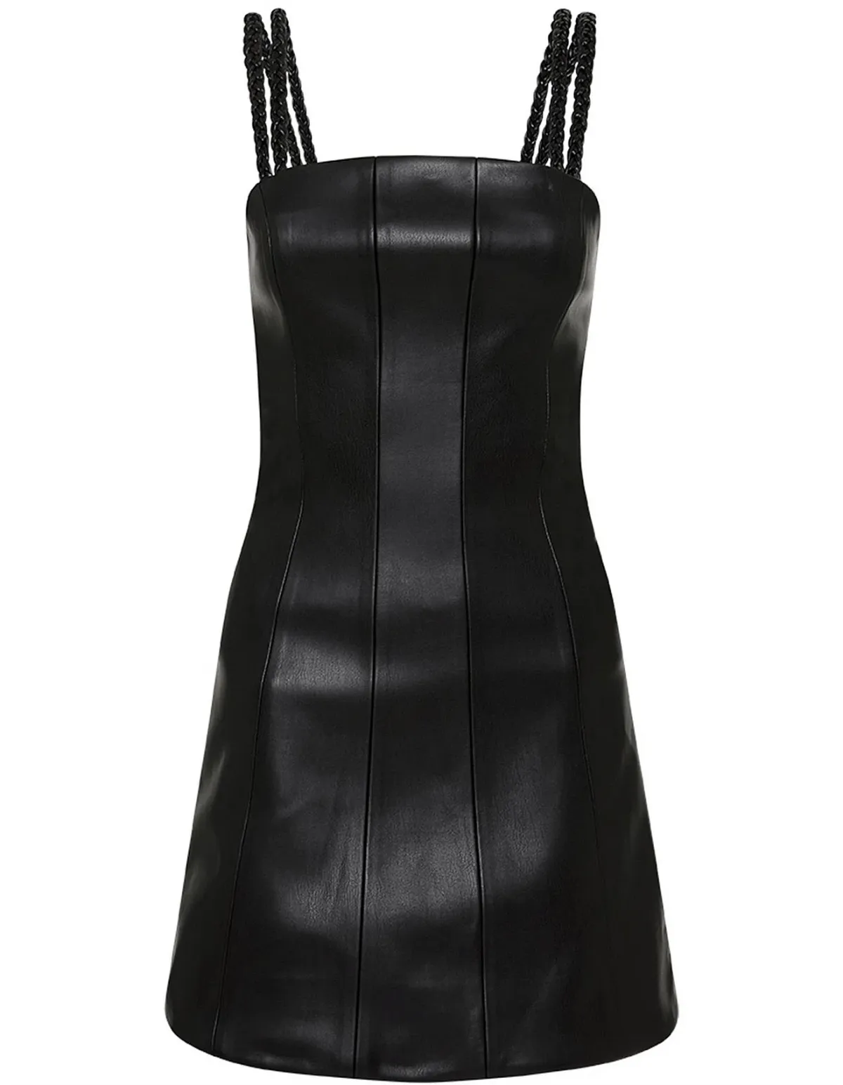 NEW Aje Osa Mini Vegan Leather Mini Dress Black Size 4 - Image 4