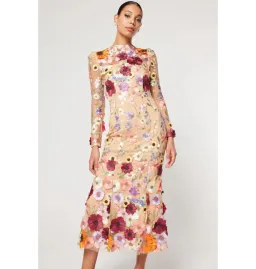 FREE SHIPPING! Elliatt Shannon Shannon 3D Midi Dress Floral Appliqué Size 8 for rent on The Volte - image 3