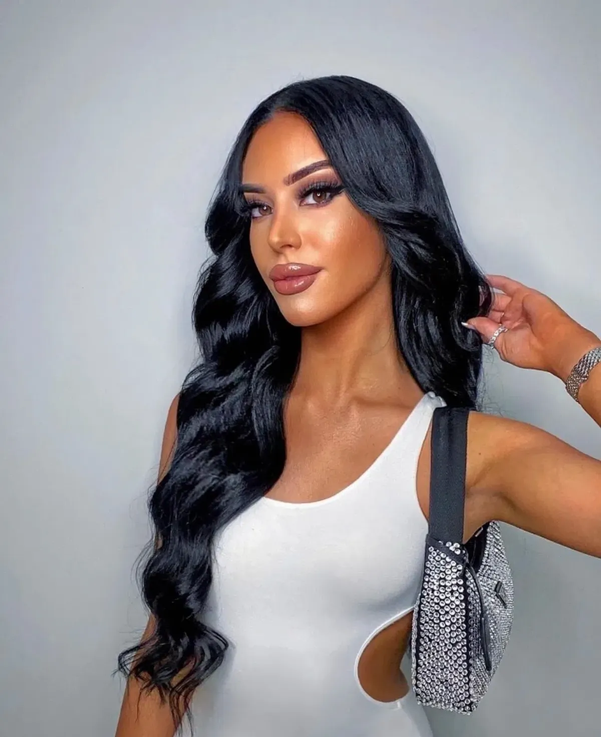 Prada Reedition Crystal Studded Black Bag - Image 3