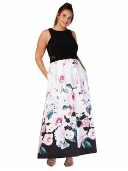 Xscape Evening Gown Black/Pink Floral Size 20 for rent on The Volte - image 1