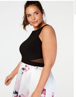 Xscape Evening Gown Black/Pink Floral Size 20 for rent on The Volte - image 2