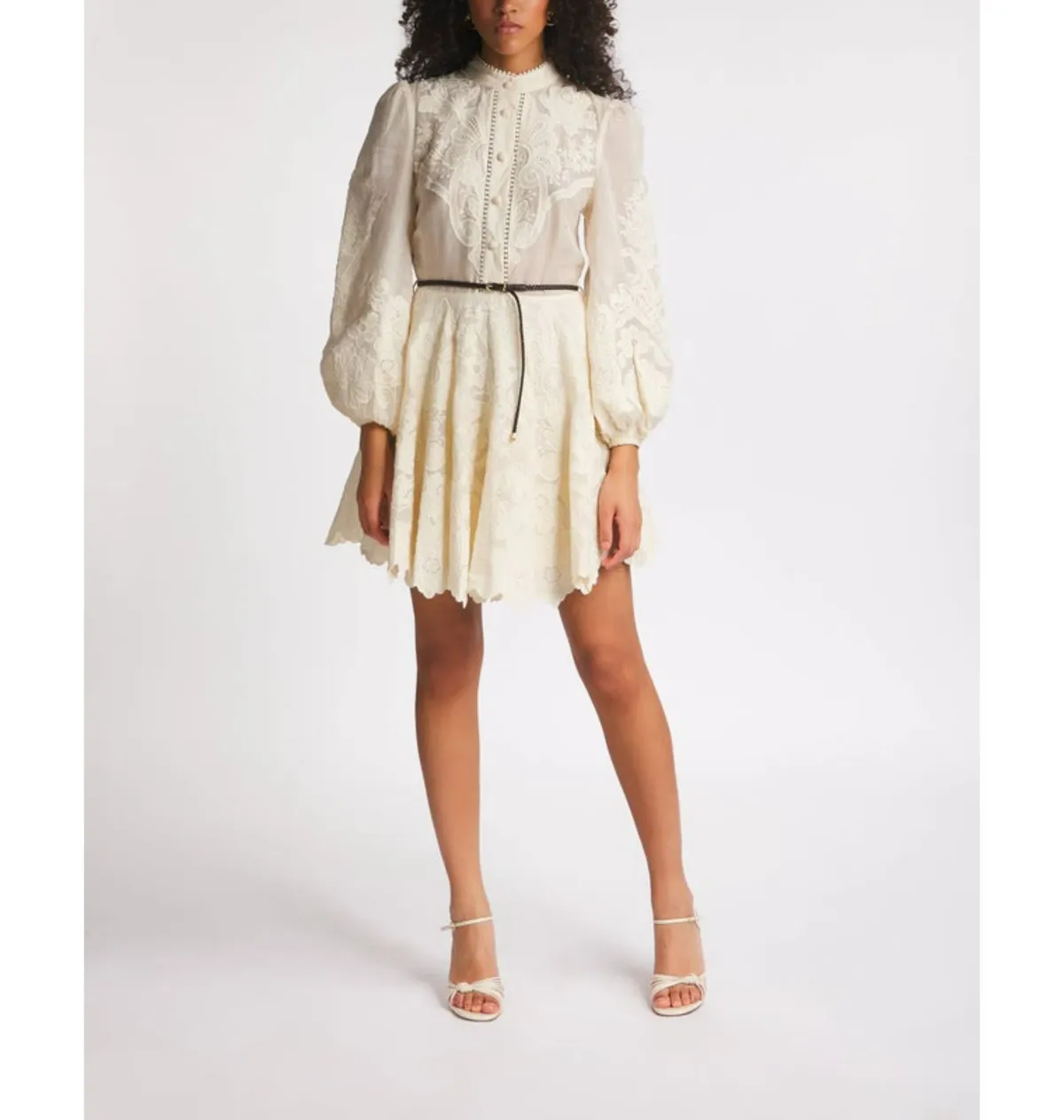 Zimmermann Ottie Emrbroidered Mini Dress Cream Size 1 for rent on The Volte - main image