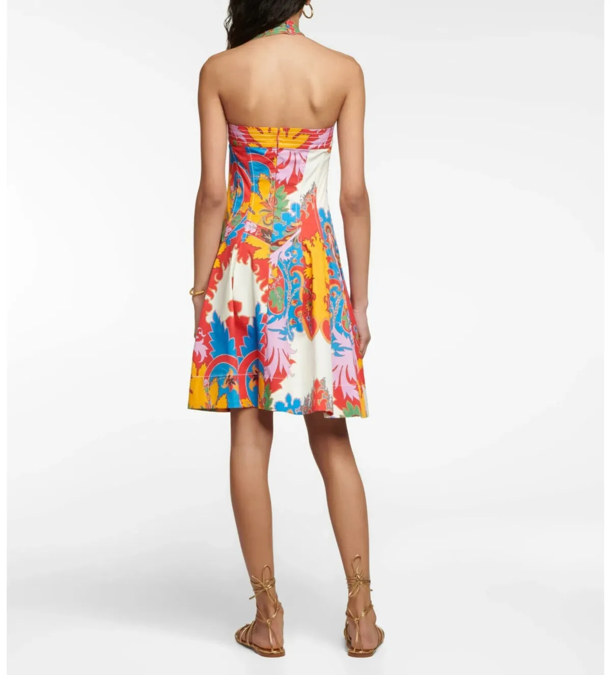 Etro Printed Halterneck Cotton Blend Mini Dress Size 8 - Image 2