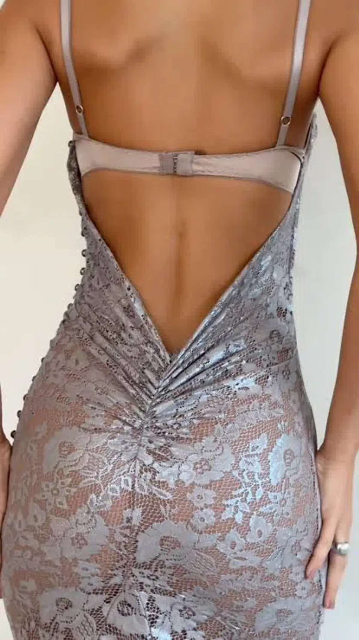 House of CB Azzurra Lace Godet Gown in Ice Blue Size S/AU 8 - Image 7