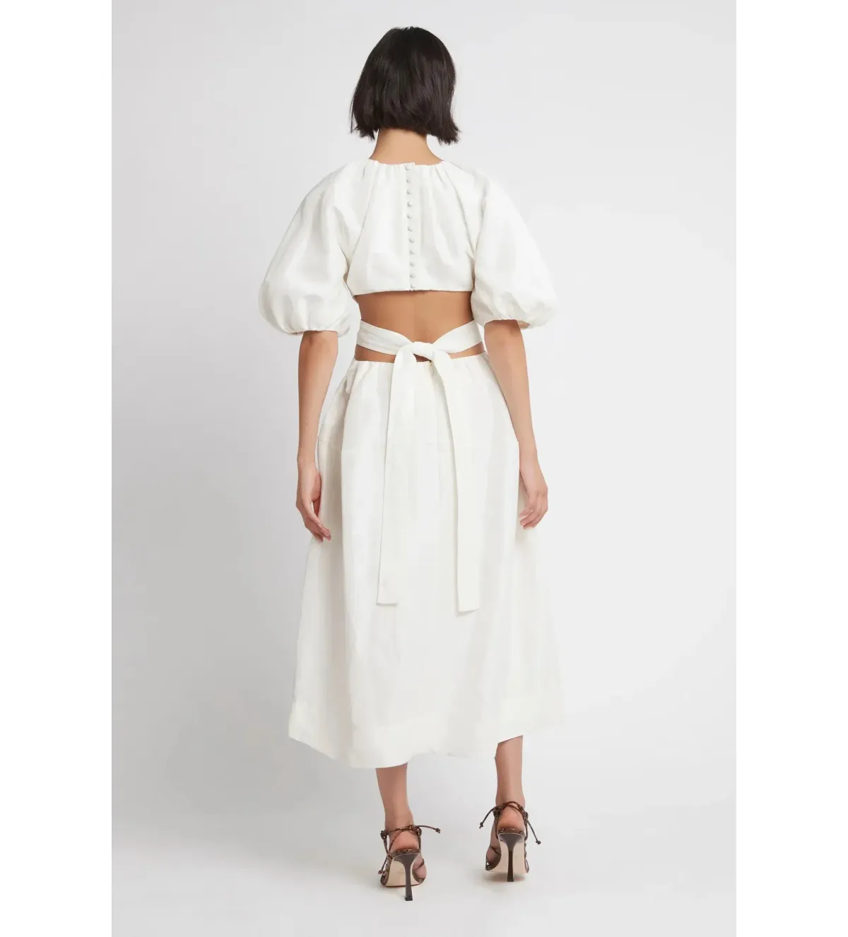 Aje Mimosa Cut Out Midi Dress Ivory Size AU 10 - Image 3