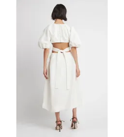 Aje Mimosa Cut Out Midi Dress Ivory Size AU 10 for rent on The Volte - image 3