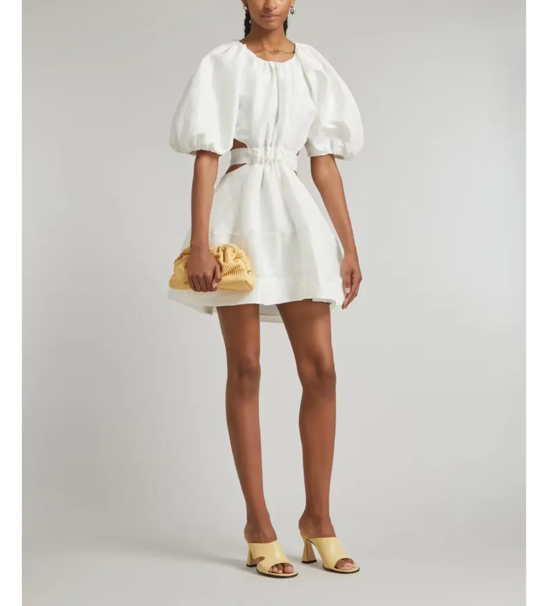 Aje Mimosa Cut Out Mini Dress in White size AU 14 for rent on The Volte - main image