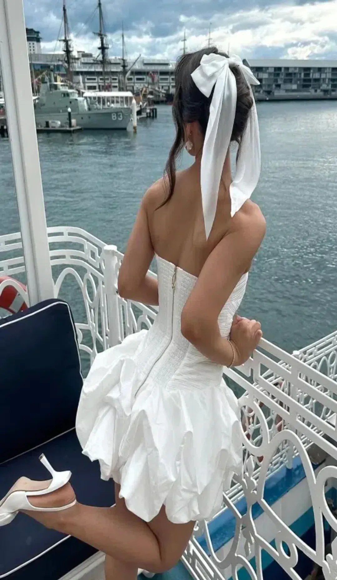 Aje - Violette Bubble Hem Mini - White - Size 10 for rent on The Volte - main image