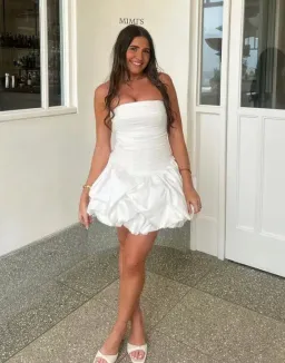 Aje - Violette Bubble Hem Mini - White - Size 10 for rent on The Volte - image 1