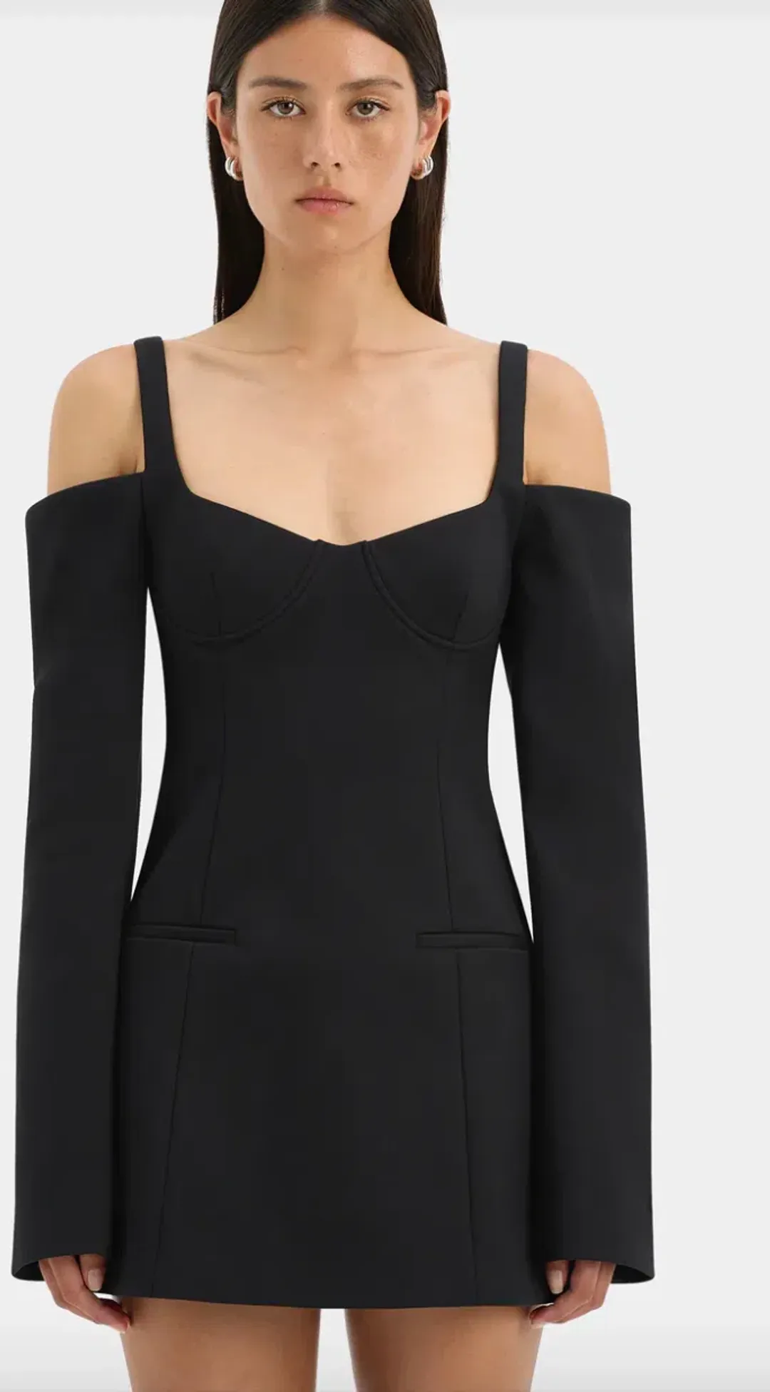 Sir the Label Sandrine Long Sleeve Mini Dress Black Size 8 for rent on The Volte - main image