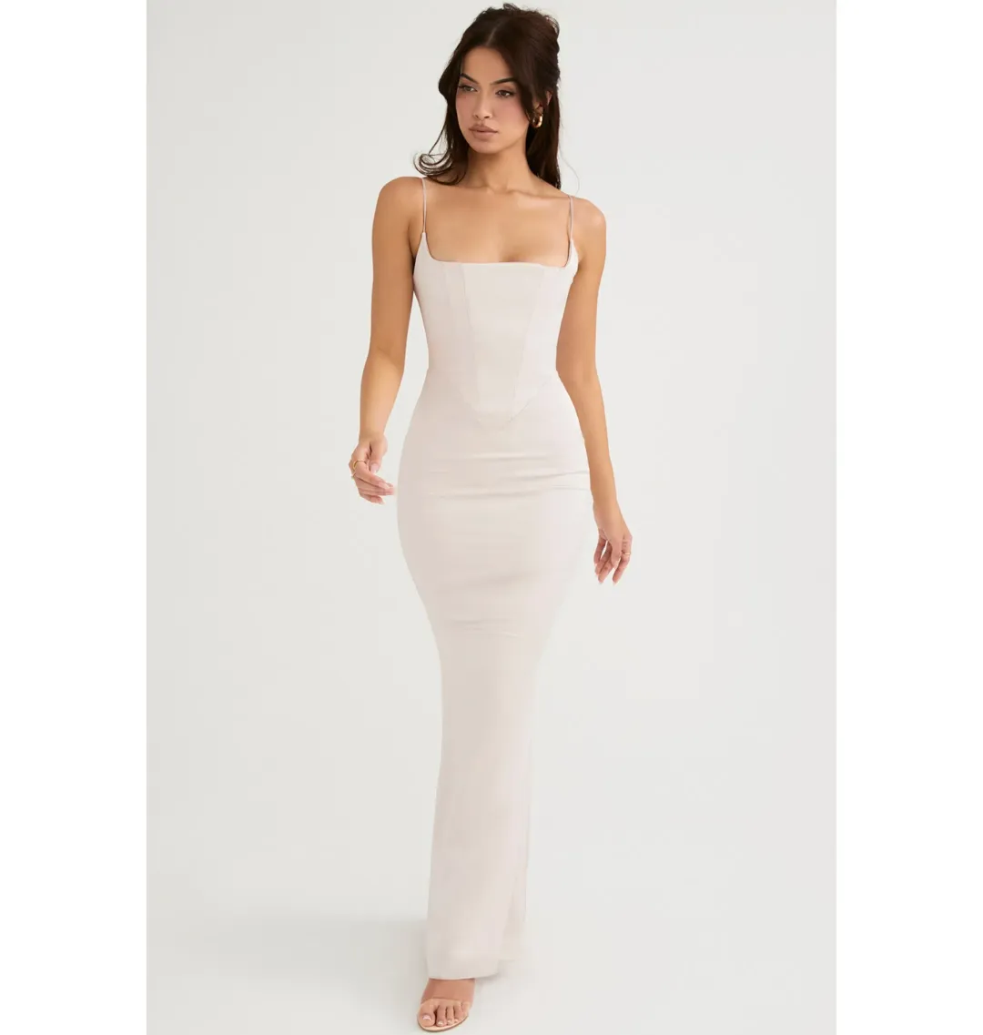 House Of CB Olivette Satin Corset Maxi Dress Crystal Size 8/S for rent on The Volte - main image