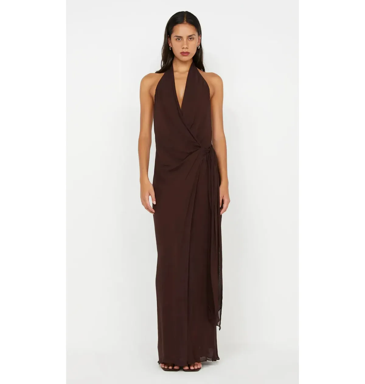 Bec & Bridge Soneva Maxi Dress Chocolate Size AU 8 for rent on The Volte - main image