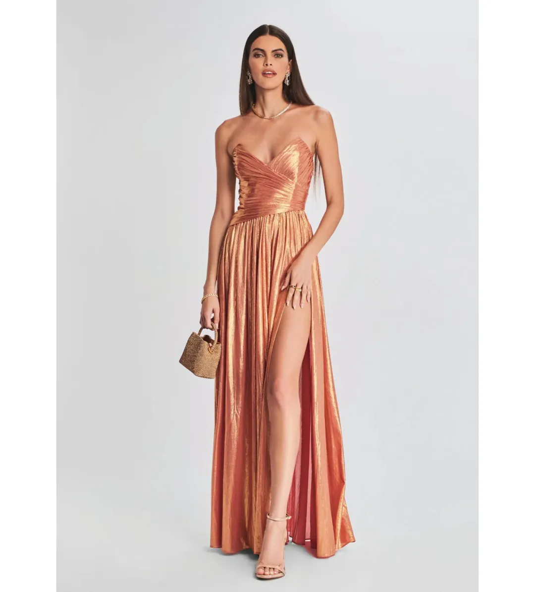 Retrofete Waldorf Dress in Apricot Size AU 8 for rent on The Volte - main image