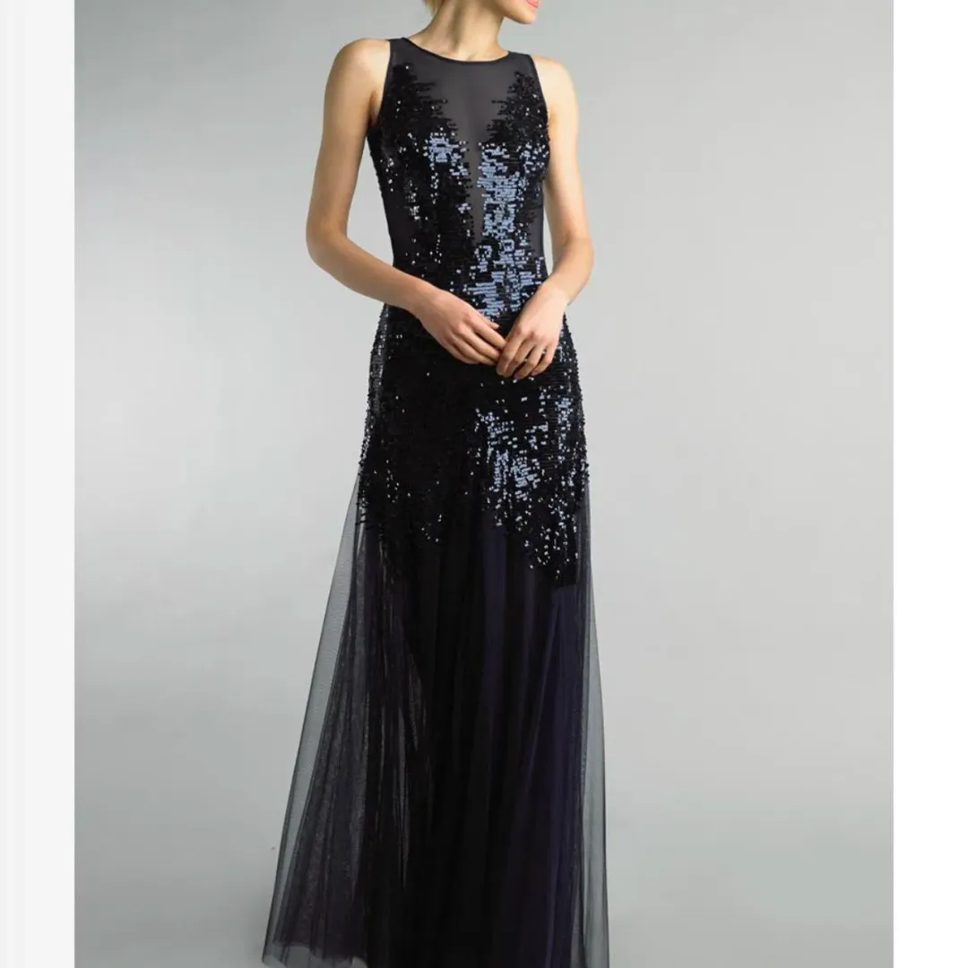 Bariano Mesh Sequin Gown Black Size 10 for rent on The Volte - main image
