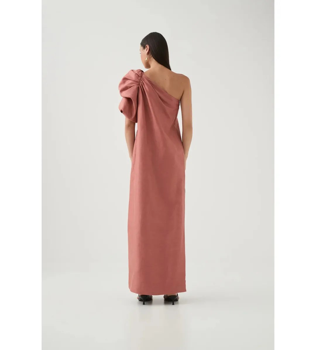 Aje Cira Midi dress in terracotta Size AU 14 for rent on The Volte - main image