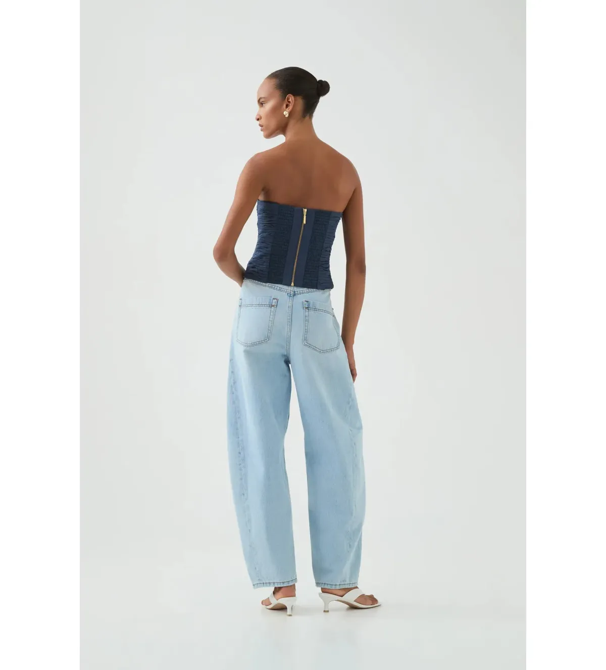 Aje Sunbeam Ruched Bustier Top Slate Size AU 10 - Image 4