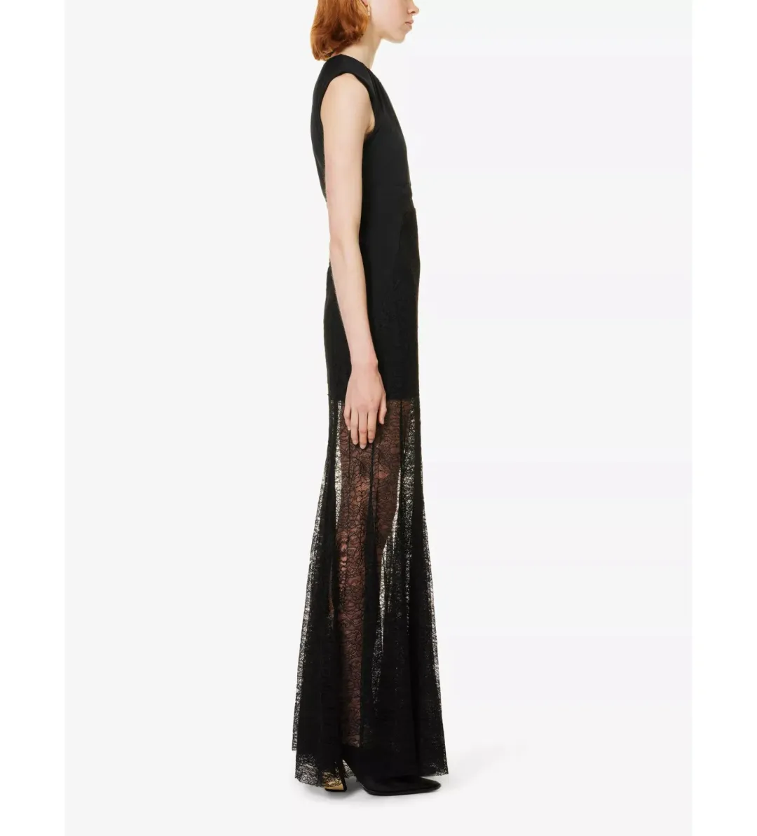 Camilla and Marc Angelo Lace-Skirt Woven Maxi Dress Black Size AU 8 for rent on The Volte - main image