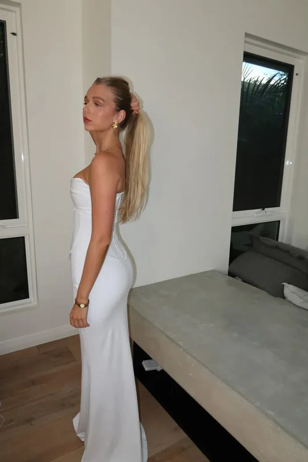 HNTR the Label Blanc Louie Gown White Size 10 for rent on The Volte - main image