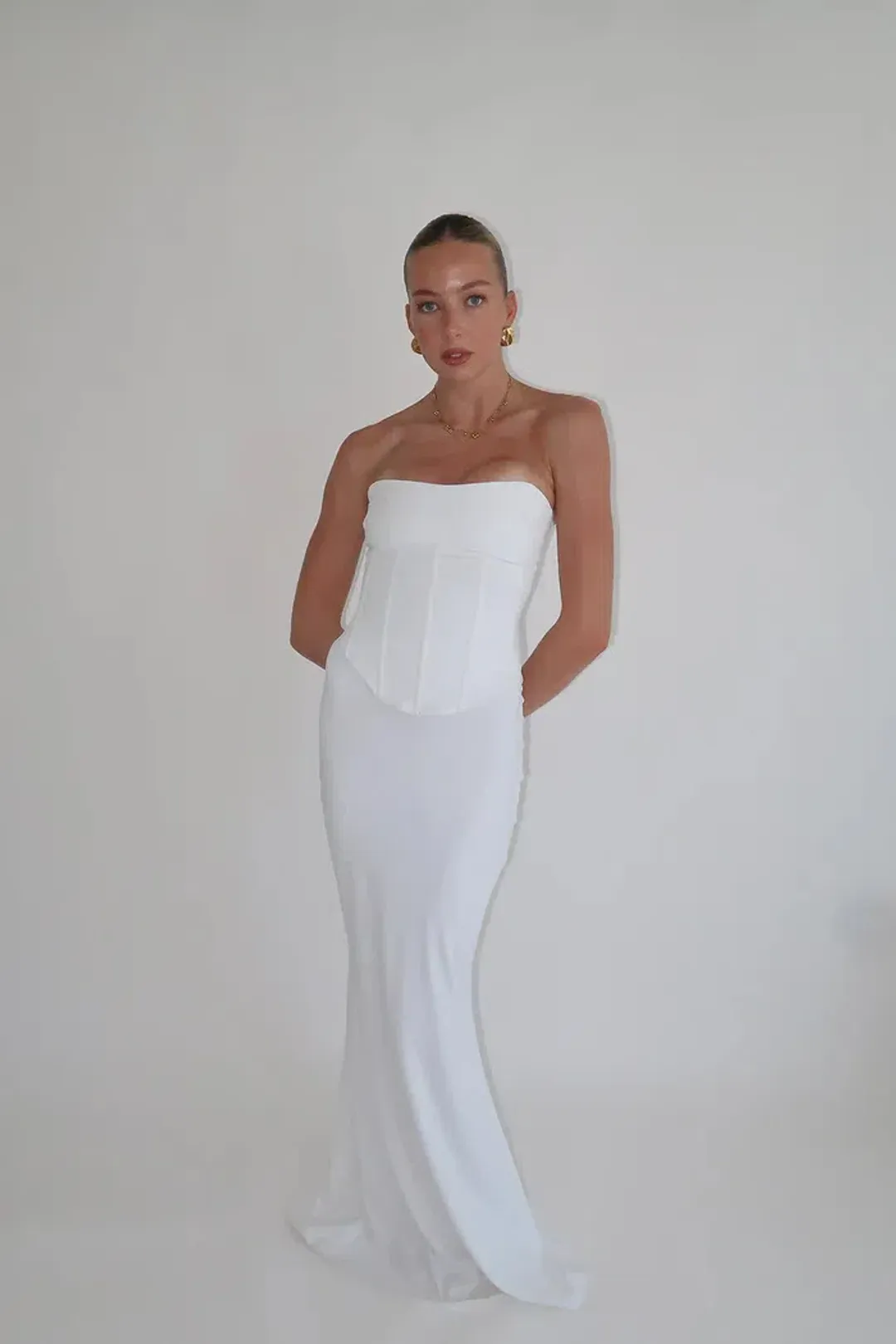 HNTR the Label Blanc Louie Gown White Size 10 for rent on The Volte - main image