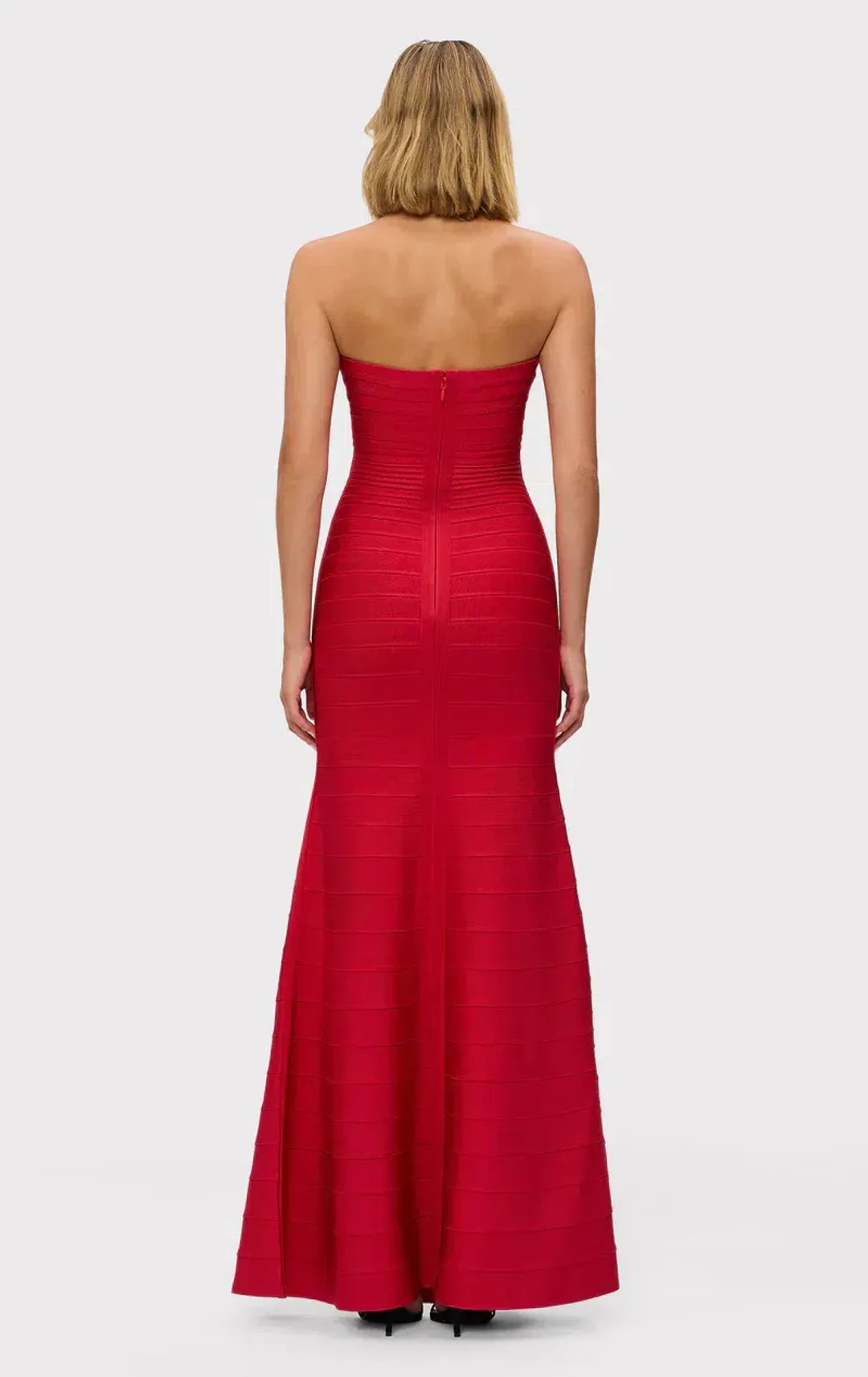 Herve Leger Lipstick Red Sara Gown Size 10 for rent on The Volte - main image