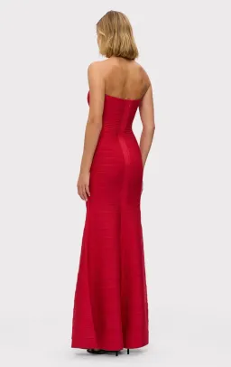 Herve Leger Lipstick Red Sara Gown Size 10 for rent on The Volte - image 2