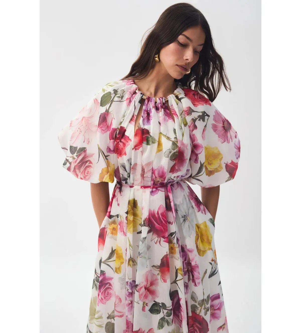 Aje Fleur Midi Dress Collage Floral Size AU 12 - Image 4