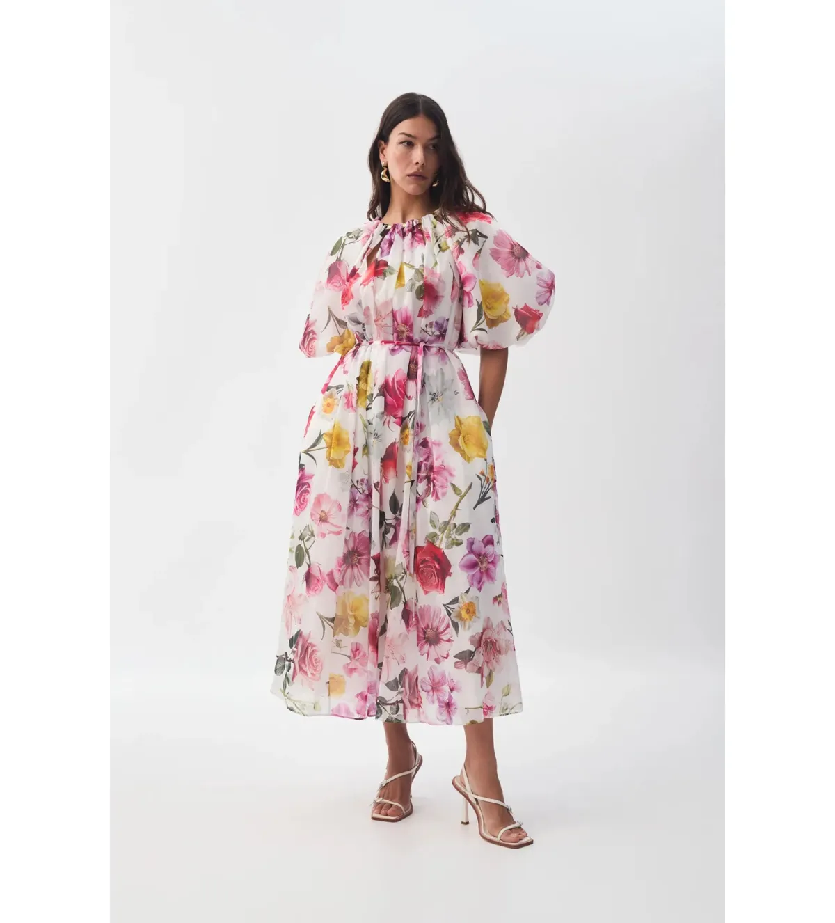 Aje Fleur Midi Dress Collage Floral Size AU 12 - Image 1