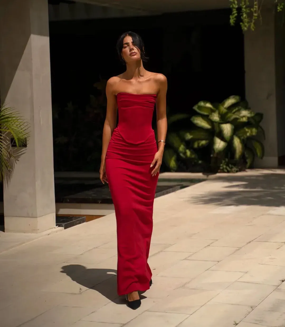 Hntr the Label Louie Gown in Wine Red Size 6 for rent on The Volte - main image