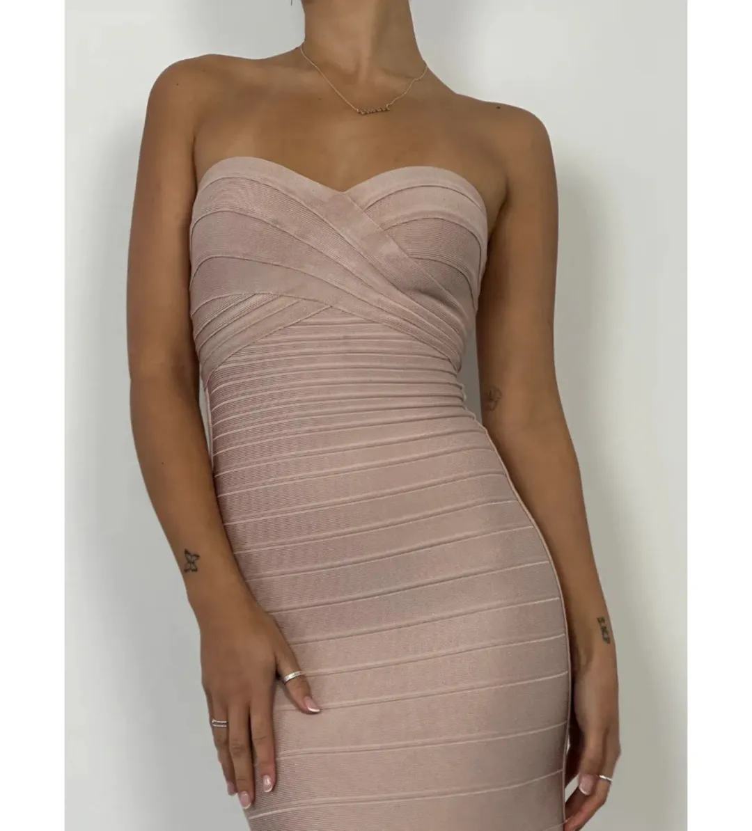 Herve Leger Sara Gown Blush Size S / AU 8 for rent on The Volte - main image