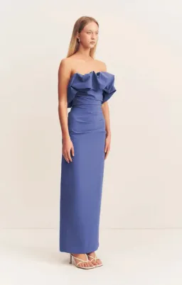 Shona Joy Campbell Strapless Bubble Maxi Dress Wave Blue Size AU 12 for rent on The Volte - image 3