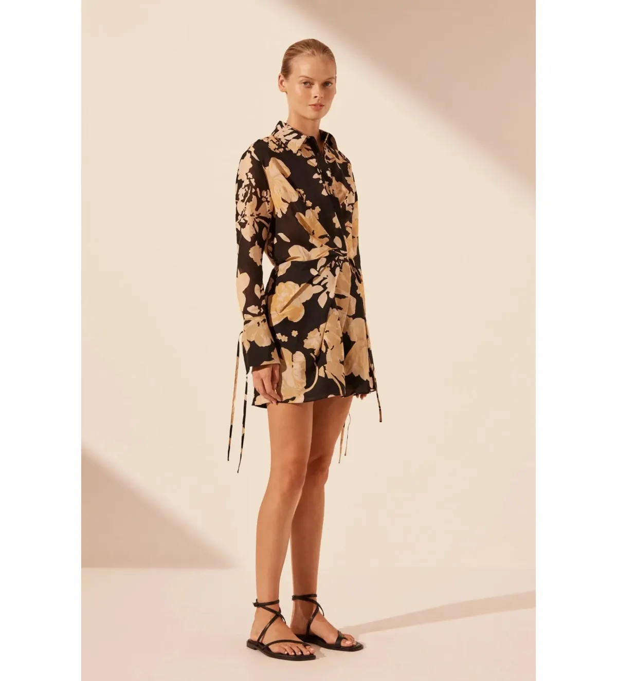 Shona Joy Draped Shirt Mini Dress Xenia Size AU 12 - Image 2