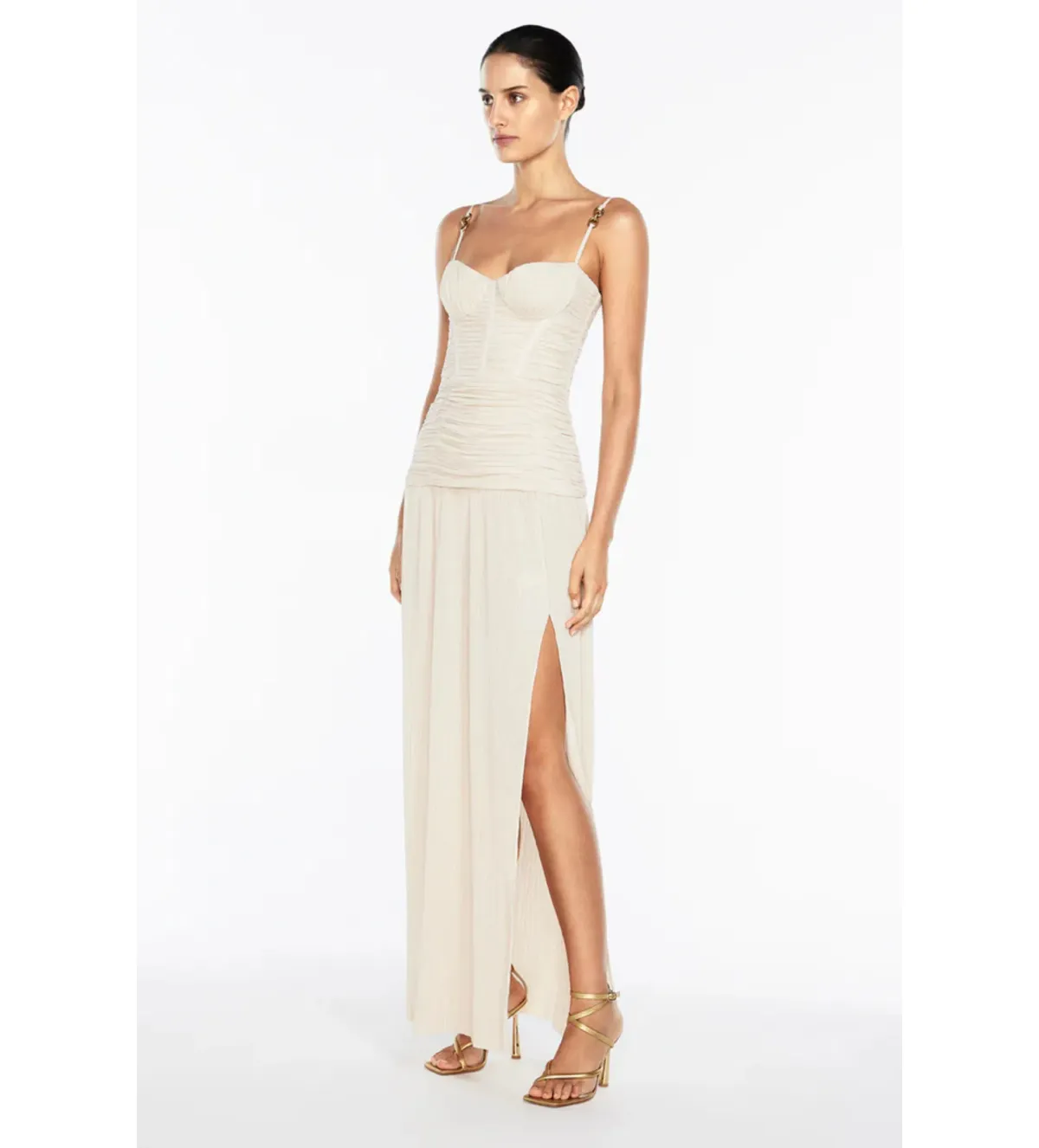 Manning Cartell Double Time Pleat Maxi Dress Nougat Size S/AU 8 - Image 6