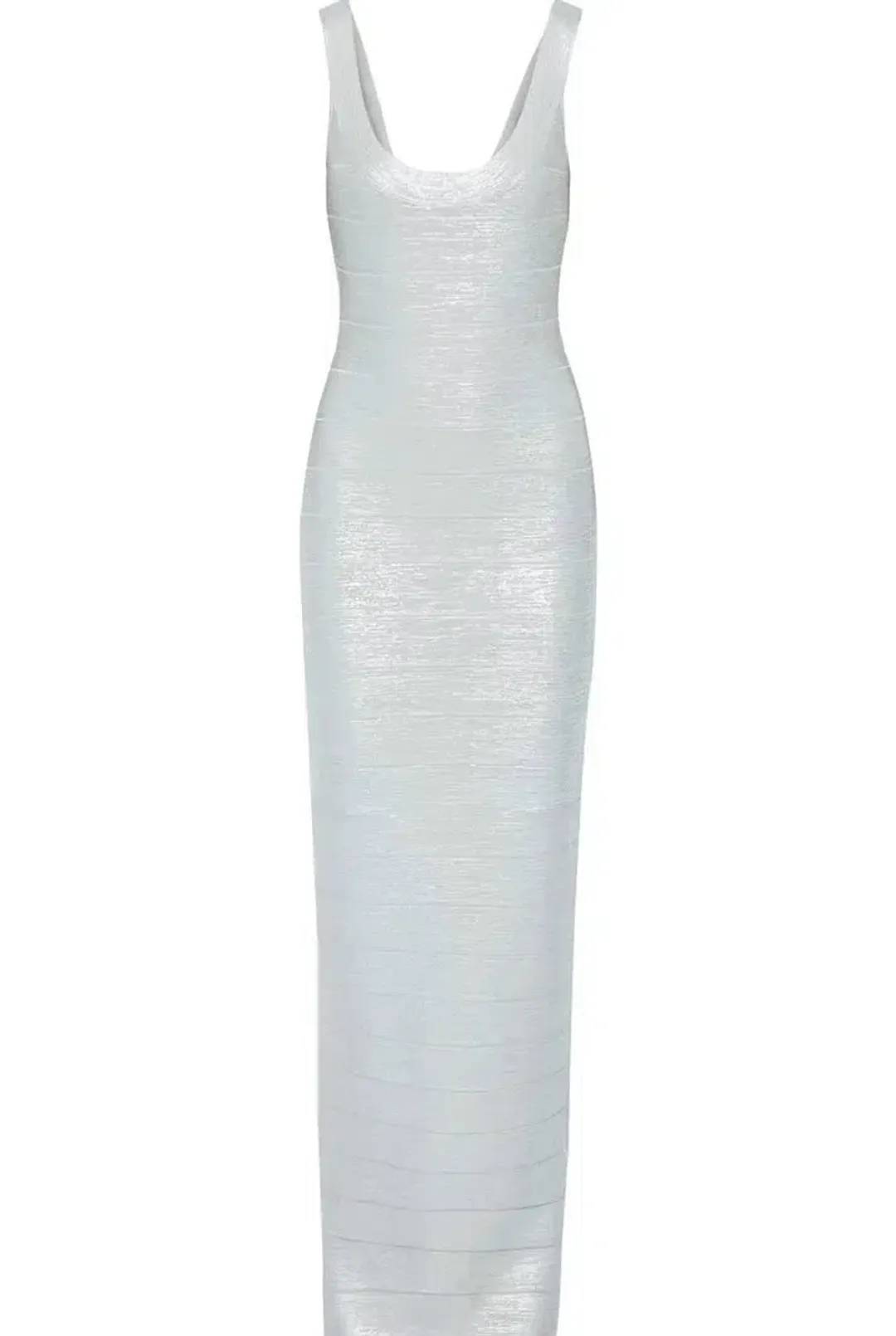 Herve Leger Silver Round Neck Gown Maxi Size AU 12 for rent on The Volte - main image