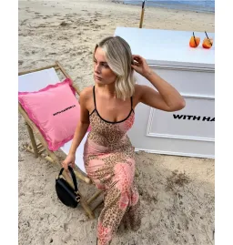 With Harper Lu Slip Dress in Mesh Leopard Size XS / AU 6 for rent on The Volte - image 5